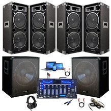 Pack sono dj avec ampli 3200w + 2 enceintes 1500w + mixage + casque + micro  + câbles.. pa dj sono mix, Enceintes, baffle et amplis DJ, Top Prix
